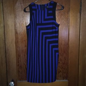 Black and Royal Blue Striped Mini Dress